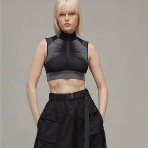 Y-3 Yohji Yamamoto Engineered Knit Top Women Sz L NWT
